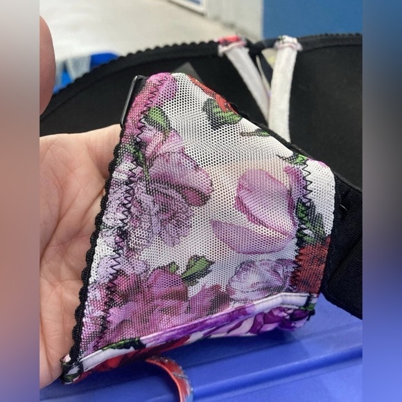 Victoria's Secret BOMBSHELL Bra Floral Satin Shine Strap Rhinestone Push-Up - Picture 6 of 6